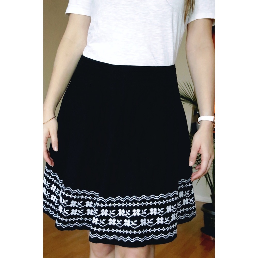 Black Skirt with Cross Stitch Detail